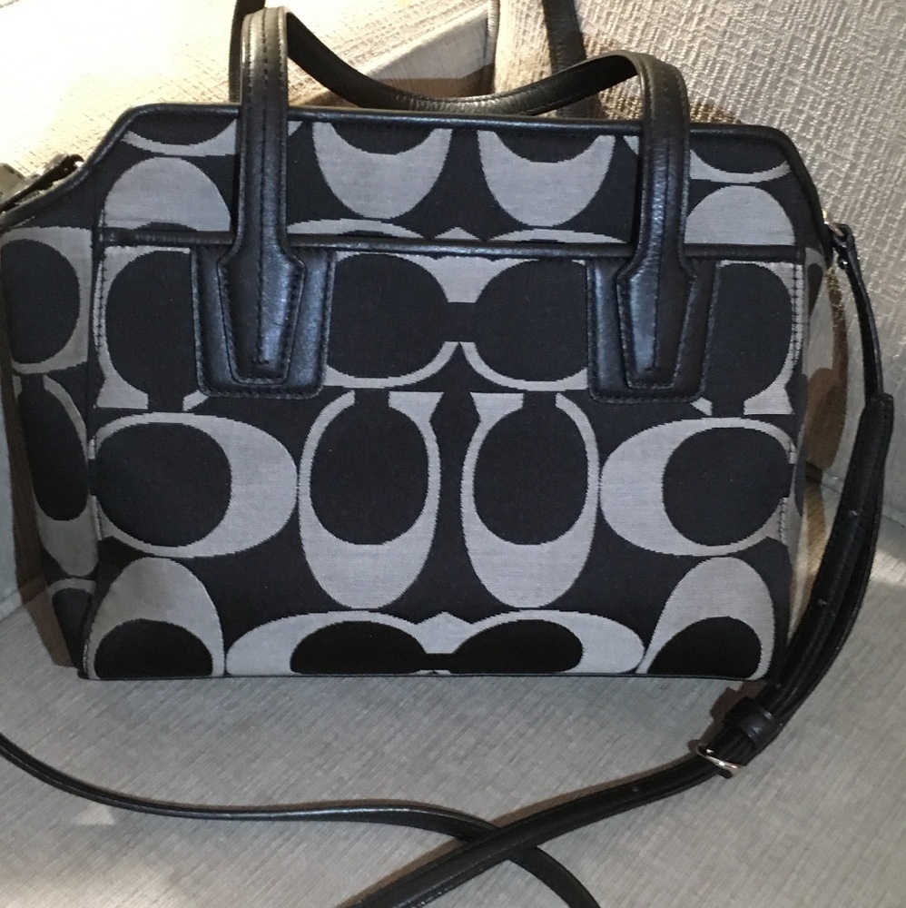 Coach Small Handbag  Black and Gray